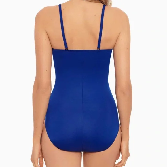 Miracle suit Women's Blue One-Piece Swimsuit. Size 14 with removable straps NWT - Picture 2 of 2